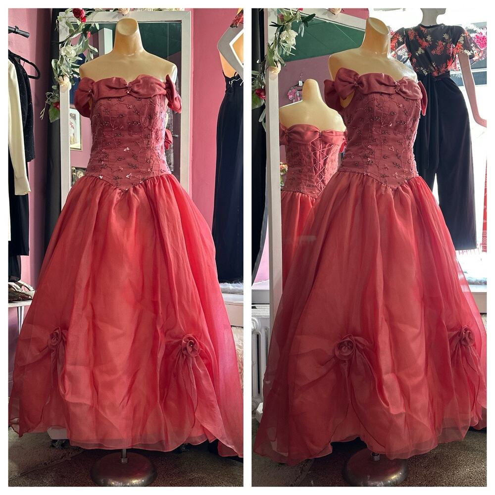 Vintage 80s 90s Elena Do Vale Couture Designer Prom Party Formal Dress Fairy S